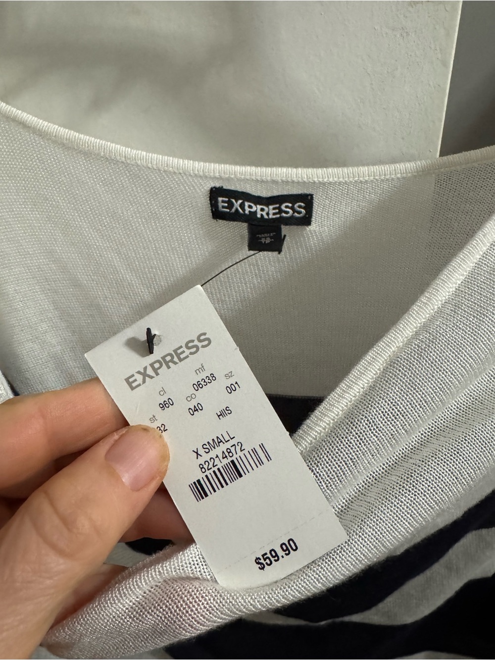 Express White and Black Striped Women's Top